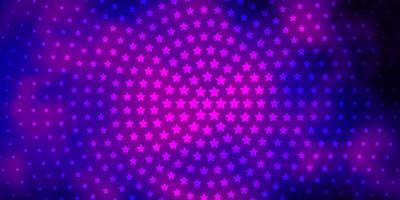 Dark Purple vector template with neon stars.