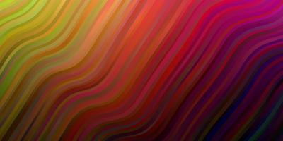 Dark Pink, Yellow vector background with curved lines.