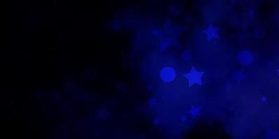 Dark BLUE vector layout with circles, stars.