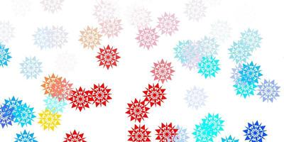 Light blue, red vector layout with beautiful snowflakes.