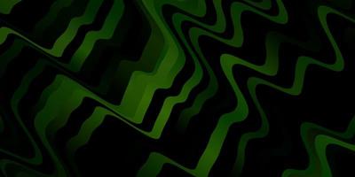 Dark Green vector background with curved lines.