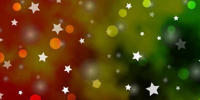 Light Green, Yellow vector background with circles, stars.