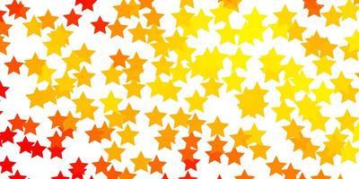 textura de vector naranja claro con hermosas estrellas.