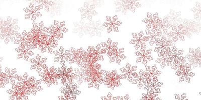 Light red vector doodle template with flowers.