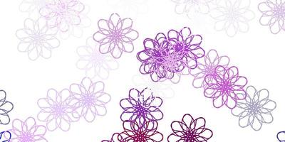 Fondo de doodle de vector púrpura claro con flores.