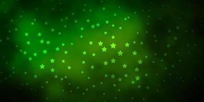 Dark Green vector texture with beautiful stars.