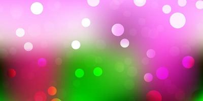 Light pink, green vector background with spots.