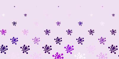 Light Purple vector background with covid-19 symbols.