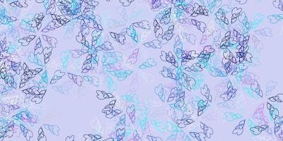 Light pink, blue vector abstract texture with leaves.