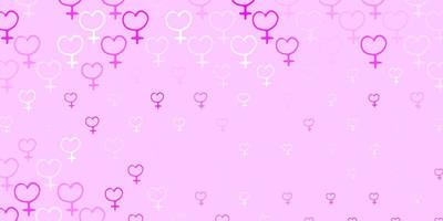 Light Pink vector pattern with feminism elements.