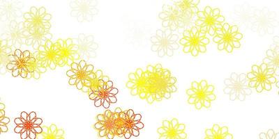 textura de doodle de vector amarillo claro con flores.