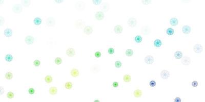 Light blue, green vector doodle texture with flowers.