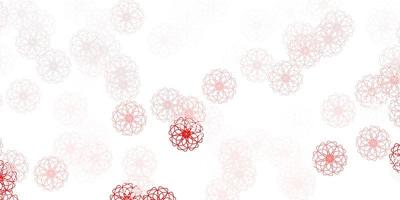 Fondo de doodle de vector rojo claro con flores.