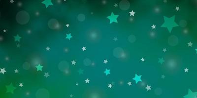 Light Green vector pattern with circles, stars.