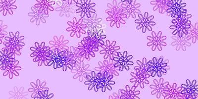 Fondo de doodle de vector púrpura claro con flores.