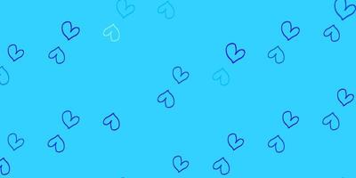Light BLUE vector template with doodle hearts.