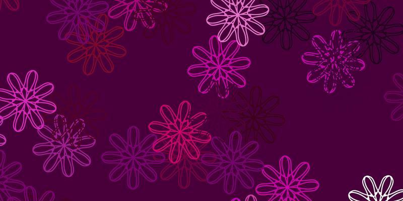 Light Pink vector doodle background with flowers.