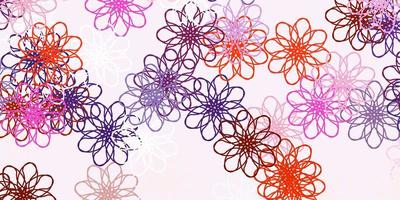 Light Pink, Red vector doodle background with flowers.