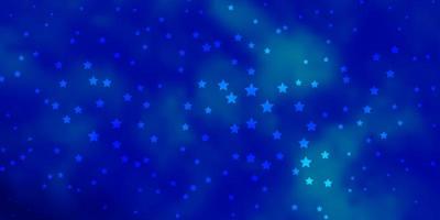 Dark BLUE vector background with colorful stars.