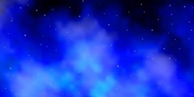 Dark BLUE vector template with neon stars.