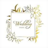 elegante plantilla de banner de invitación de boda de oro floral vector