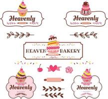 cupcakes panadería logo design collection vector