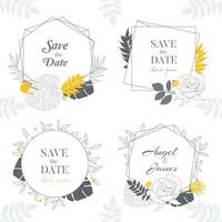 Hand drawn Yellow Floral Frame Background Collection vector