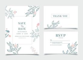 invitación de tarjeta de boda de celebración floral simple vector