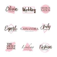 Pink Brush Logo Type Collection vector