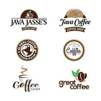 Colección de conjunto de logotipo de empresa de cafetería vector