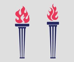 torch icon Red flame vector illustration abstract design with Background Gray