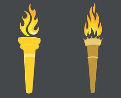 torch game design with flame illustration with Background vector