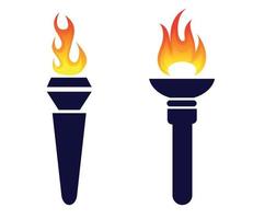 torch game design with flame illustration with Background White vector