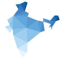 Polygonal India vector world map on white background.