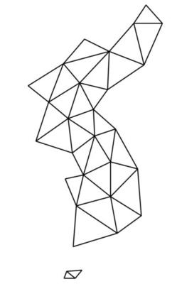 Polygonal North and South Korea vector world map on white background.