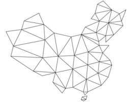 Polygonal China vector world map on white background.