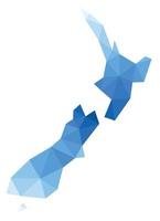 Polygonal New Zealand vector world map on white background.