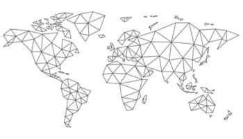 Polygonal vector world map on white background.