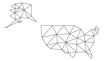 poligonal mapa del mundo vectorial de Estados Unidos sobre fondo blanco. vector