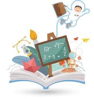 Open book and education isolate on white background. vector