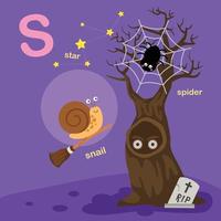 Illustration Isolated Alphabet Letter S-snail,spider,star.vector vector