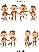 Opposite to unite and to divide vector illustration