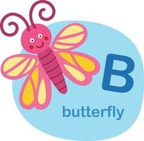 Illustration isolated alphabet letter b-butterfly vector illustration
