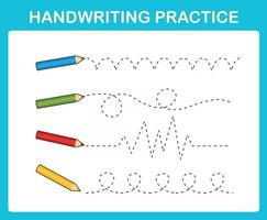 Handwriting practice sheet illustration vector