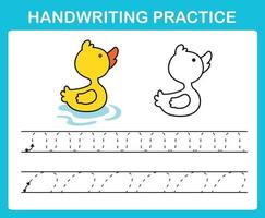 Handwriting practice sheet illustration vector