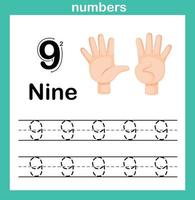 Hand count.finger and number,Number exercise illustration vector