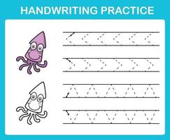 Handwriting practice sheet illustration vector