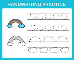 Handwriting practice sheet illustration vector