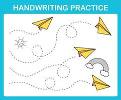 Handwriting practice sheet illustration vector