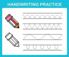 Handwriting practice sheet illustration vector